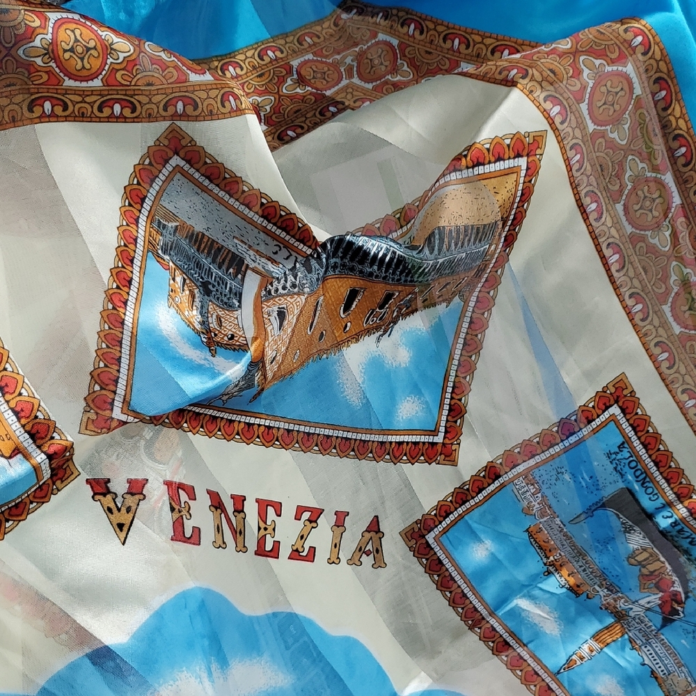 Venezia Blue and Cream Scarf